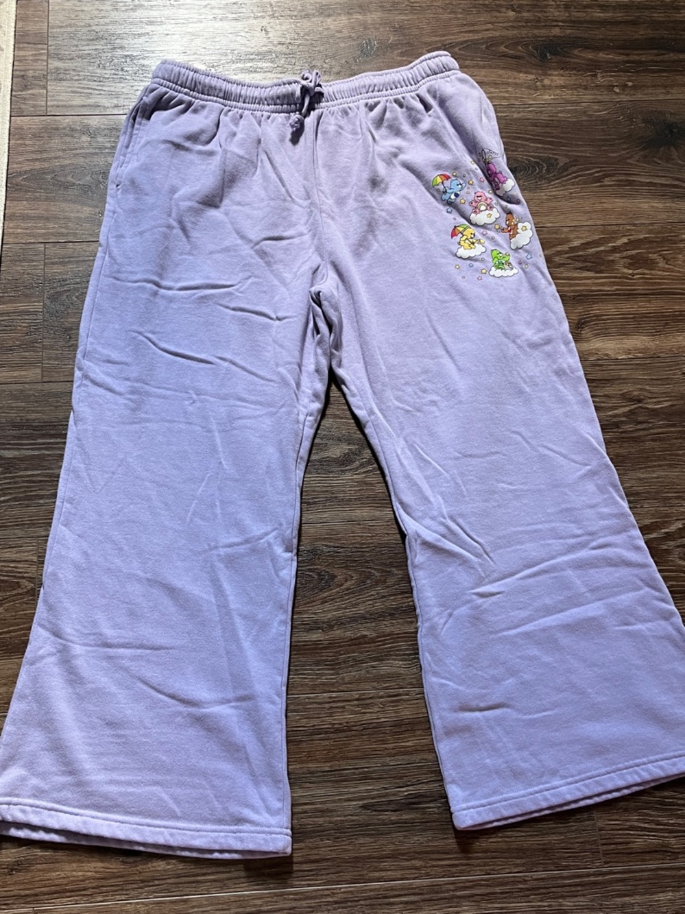 Care Bears Lavender Fleece Joggers with Colorful Character Patch